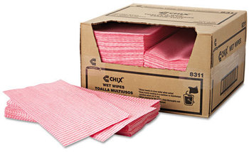 Chix® Wet Wipes,  11 1/2 x 24, White/Pink, 200/Carton
