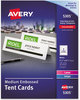 A Picture of product AVE-5305 Avery® Tent Cards Medium Embossed White, 2.5 x 8.5, 2 Cards/Sheet, 50 Sheets/Box