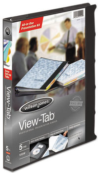 Wilson Jones® View-Tab® Presentation Round Ring View Binder With Tabs,  5/8" Cap, Black