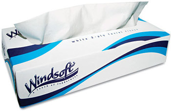 Windsoft® White Facial Tissue,  100/Box, 6 Boxes/Pack