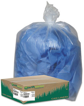 Earthsense® Commercial Linear Low Density Clear Recycled Can Liners,  40-45gal, 1.5mil, Clear, 100/Carton