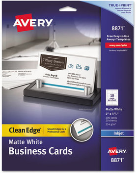 Avery® Premium Clean Edge® Business Cards True Print Inkjet, 2 x 3.5, White, 200 10 Cards/Sheet, 20 Sheets/Pack