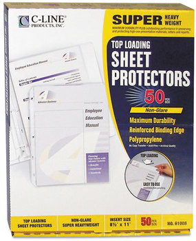 C-Line® Polypropylene Sheet Protector,  Non-Glare, 2", 11 x 8 1/2, 50/BX