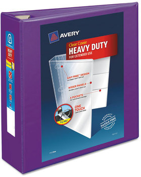 Avery® Heavy-Duty View Binder with DuraHinge® and One Touch EZD® Rings Locking 3 3" Capacity, 11 x 8.5, Purple