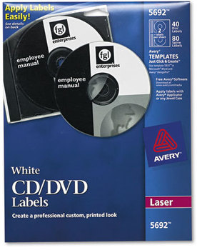 Avery® CD Labels Laser Matte White, 40/Pack