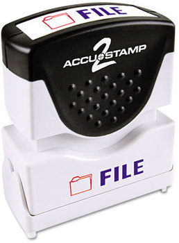 ACCUSTAMP2® Pre-Inked Shutter Stamp with Microban®,  Red/Blue, FILE, 1 5/8 x 1/2
