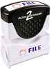 A Picture of product COS-035534 ACCUSTAMP2® Pre-Inked Shutter Stamp with Microban®,  Red/Blue, FILE, 1 5/8 x 1/2