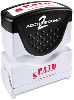 ACCUSTAMP2® Pre-Inked Shutter Stamp with Microban®,  Red, PAID, 1 5/8 x 1/2
