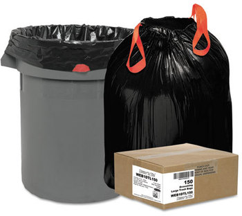 Draw 'n Tie® Heavy-Duty Trash Bags,  33gal, 1.2mil, 38 x 33 1/2, Black, 150/Box