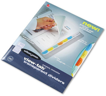 Wilson Jones® View-Tab® Transparent Index Dividers,  8-Tab, Rectangle, Letter, Assorted