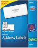 A Picture of product AVE-5360 Avery® Copier Mailing Labels Copiers, 1.5 x 2.81, White, 21/Sheet, 100 Sheets/Box