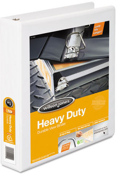 Wilson Jones® Heavy-Duty D-Ring View Binder with Extra-Durable Hinge,  1 1/2" Cap, White