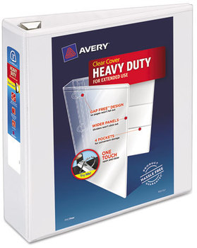 Avery® Heavy-Duty View Binder with DuraHinge® and One Touch EZD® Rings Locking 3 3" Capacity, 11 x 8.5, White