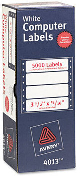 Avery® Dot Matrix Printer Mailing Labels Pin-Fed Printers, 0.94 x 3.5, White, 5,000/Box