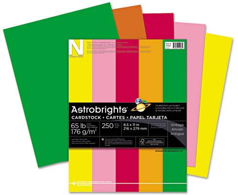 Astrobrights Color Cardstock, Smooth, 65lb, 8 1/2 x 11, Plasma Pink, 250  Sheets