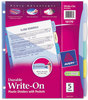 A Picture of product AVE-16176 Avery® Write & Erase Durable Plastic Dividers with Pocket and Slash 3-Hold Punched, 5-Tab, 11.13 x 9.25, Assorted, 1 Set