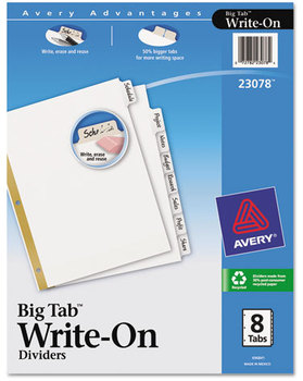 Avery® Write & Erase Big Tab™ Paper Dividers and 8-Tab, 11 x 8.5, White, Tabs, 1 Set