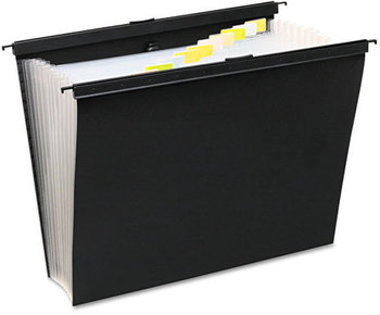 Wilson Jones® Slide-Bar Expanding Pocket File,  13 Pockets, Poly, Letter, Black