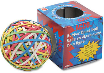 ACCO Rubber Band Ball 3.25" Diameter, Size 34, Assorted Gauges, Colors, 270/Pack