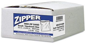 Handi-Bag® Recloseable Zipper Seal Sandwich Bags,  1.15mil, 6.5 x 5.875, Clear, 500/Box