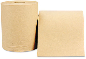 Windsoft® Nonperforated Roll Towels,  8 x 600ft, Brown, 12 Rolls/Carton