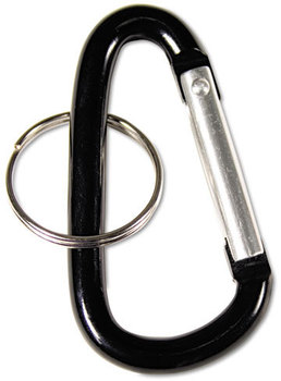 Advantus® Carabiner Key Chains with Split Key Rings,  Split Key Rings, Aluminum, Black, 10/Pack
