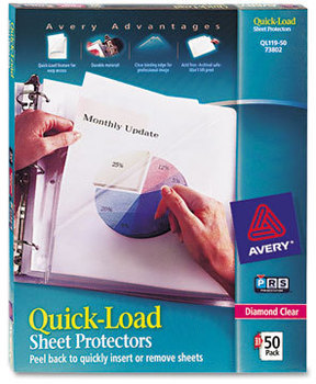 Avery® Quick-Load Heavyweight Sheet Protector Quick Top and Side Loading Protectors, Letter, Diamond Clear, 50/Box