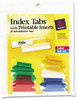 A Picture of product AVE-16219 Avery® Insertable Index Tabs with Printable Inserts 1/5-Cut, Assorted Colors, 1" Wide, 25/Pack