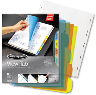 Wilson Jones® View-Tab® Transparent Index Dividers,  5-Tab, Round, Letter, Assorted