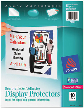 Avery® Removable Self-Adhesive Clear Display Protector Top-Load Sheet Protectors, Letter, 10/Pack