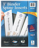 A Picture of product AVE-89109 Avery® Binder Spine Inserts 3" Width, 3 Inserts/Sheet, 5 Sheets/Pack