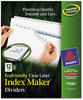 A Picture of product AVE-11582 Avery® Index Maker® EcoFriendly Print & Apply Clear Label Dividers with White Tabs and 12-Tab, 11 x 8.5, 5 Sets