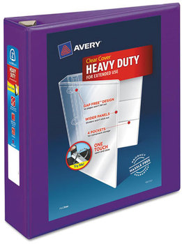 Avery® Heavy-Duty View Binder with DuraHinge® and One Touch EZD® Rings 3 2" Capacity, 11 x 8.5, Purple