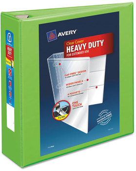 Avery® Heavy-Duty View Binder with DuraHinge® and One Touch EZD® Rings Locking 3 3" Capacity, 11 x 8.5, Chartreuse