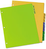 A Picture of product AVE-11331 Avery® Preprinted Plastic Tab Dividers Durable 12-Tab, Jan. to Dec., 11 x 8.5, Assorted, 1 Set