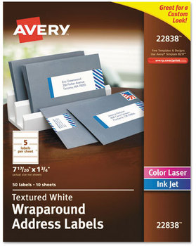 Avery® Rectangle Labels Inkjet/Laser Printers, 7.85 x 1.75, Textured White, 5/Sheet, 10 Sheets/Pack