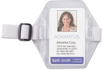 Advantus® Arm Badge Holder,  2 1/2 x 3 1/2, Clear/White, 12 per Box