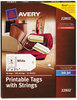 A Picture of product AVE-22802 Avery® Printable Tags with Strings Rectangular 2 x 3.5, Matte White, 96/Pack