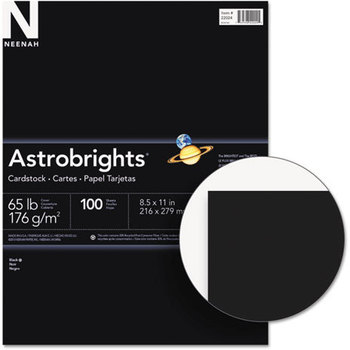 Neenah Paper Astrobrights® Colored Card Stock,  65 lb., 8-1/2 x 11, Eclipse Black, 100 Sheets