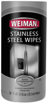 WEIMAN® Stainless Steel Wipes,  7 x 8, 30/Canister, 4 Canisters/Carton