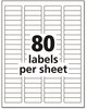 A Picture of product AVE-5267 Avery® Easy Peel® White Address Labels with Sure Feed® Technology w/ Laser Printers, 0.5 x 1.75, 80/Sheet, 25 Sheets/Pack