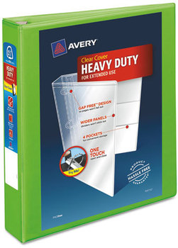 Avery® Heavy-Duty View Binder with DuraHinge® and One Touch EZD® Rings 3 1.5" Capacity, 11 x 8.5, Chartreuse