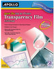 A Picture of product APO-CG7031S Apollo® Inkjet Printer Transparency Film,  Letter, Clear, 50/Box