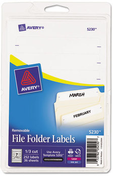 Avery® Removable File Folder Labels with Sure Feed® Technology 0.66 x 3.44, White, 7/Sheet, 36 Sheets/Pack