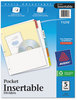 A Picture of product AVE-11270 Avery® Insertable Single-Pocket Dividers w/Single Pockets, 5-Tab, 11.25 x 9.13, White, 1 Set