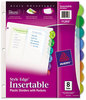 A Picture of product AVE-11293 Avery® Insertable Style Edge™ Tab Plastic Dividers 1-Pocket 8-Tab, 11.25 x 9.25, Translucent, 1 Set