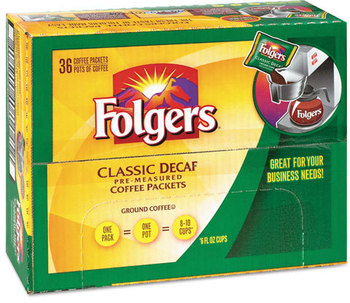Folgers® Coffee,  Classic Roast, Decaf, 0.9 oz Bag, 36/Carton