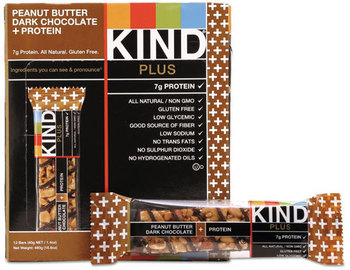 KIND Plus Nutrition Boost Bars,  Peanut Butter Dark Chocolate/Protein, 1.4 oz, 12/Box