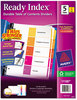 A Picture of product AVE-11187 Avery® Customizable Table of Contents Ready Index® Multicolor Dividers with Printable Section Titles TOC Tab 5-Tab, 1 to 5, 11 x 8.5, White, Traditional Color Tabs, 6 Sets