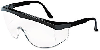 Crews® Stratos® SS1 Series Safety Glasses. Black Frame with Clear Lens.